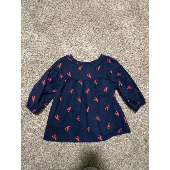 Old Navy Girls Blouse Size 5T Blue Lobster Print Tunic 3/4 Sleeve - Picture 4 of 4